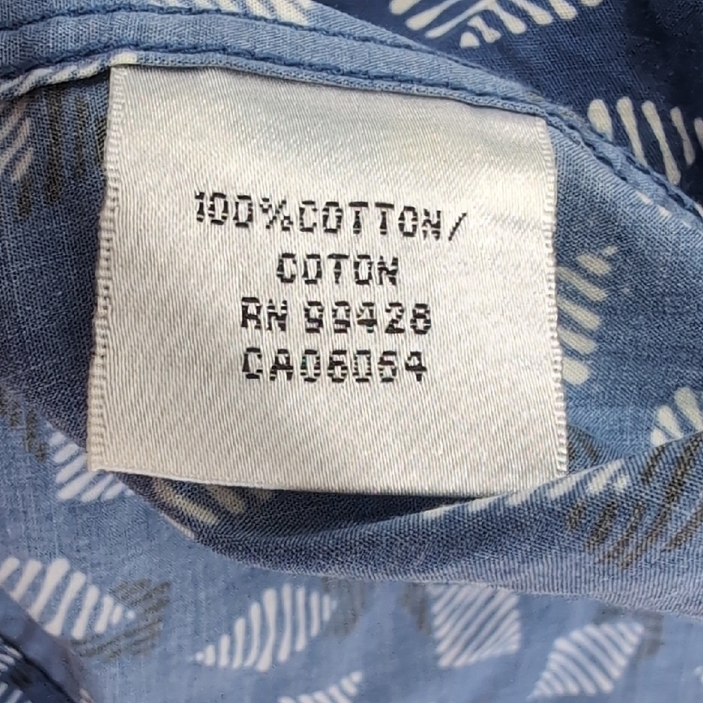 Bugatchi Cotton Blue White Geometric Patterned Button Down Dress Shirt Size M - Picture 11 of 13